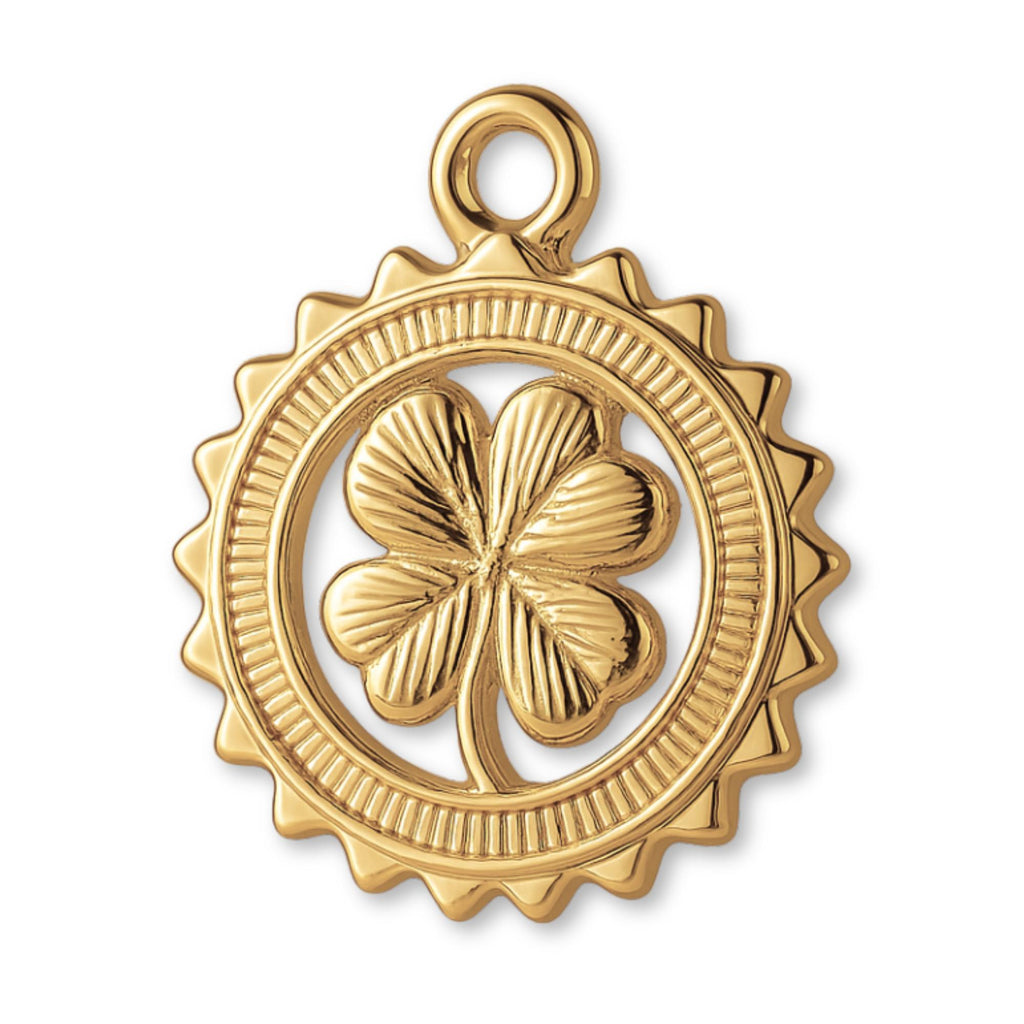 14ct Gold Plated - Four Leaf Clover Medallion Charm