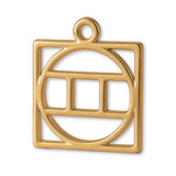 14ct Gold Plated - Gemini Zodiac Square Charm