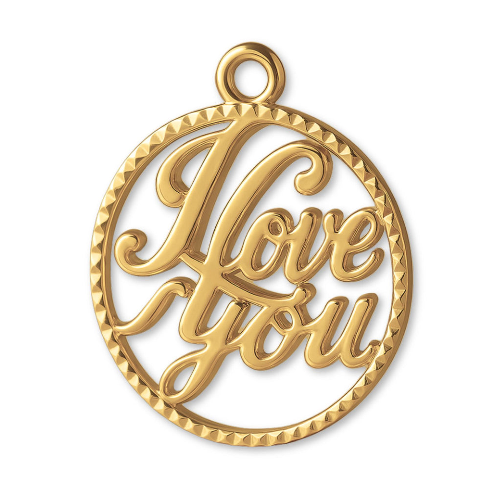 14ct Gold Plated - I Love You Openwork Charm
