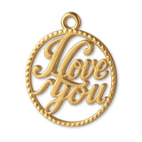 14ct Gold Plated - I Love You Openwork Charm