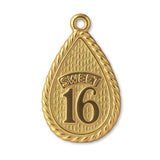 14ct Gold Plated - Sweet 16 Droplet Charm
