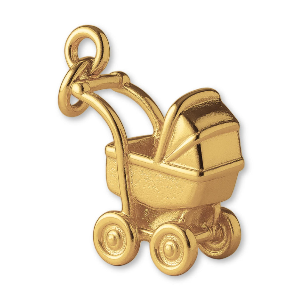 14ct Gold Plated - Mid–Century Baby Pram Charm