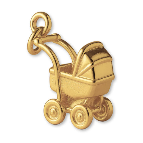 14ct Gold Plated - Mid–Century Baby Pram Charm
