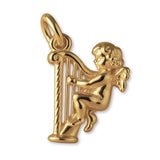 14ct Gold Plated - Angel Playing Harp Charm