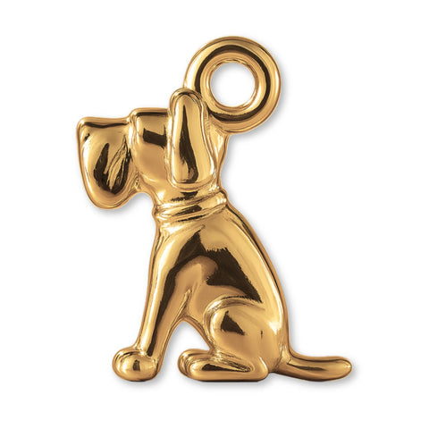 14ct Gold Plated - Sitting Hound Dog Charm