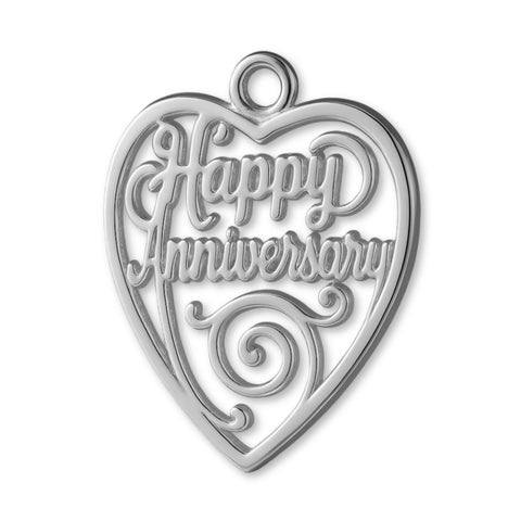 950 Platinum - Happy Anniversary Openwork Heart Charm