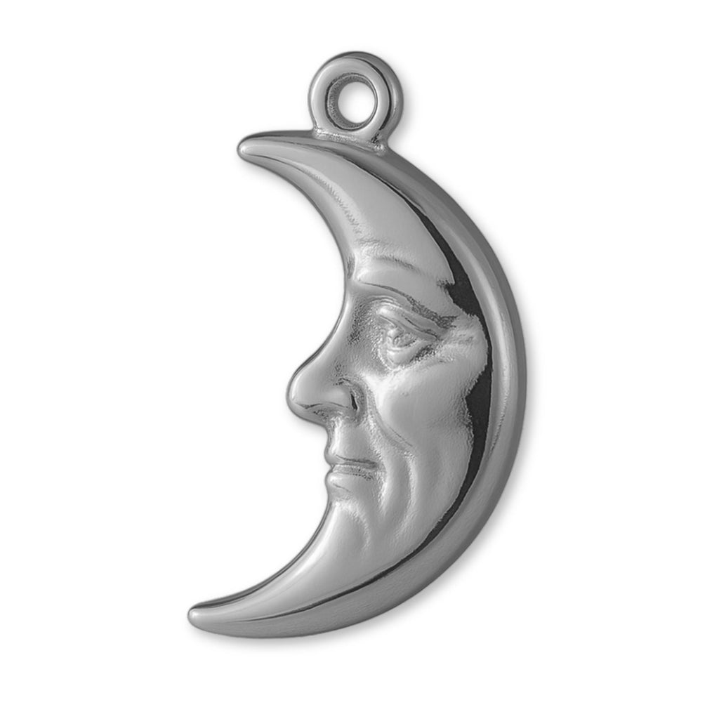950 Platinum - Sad Crescent Moon Charm
