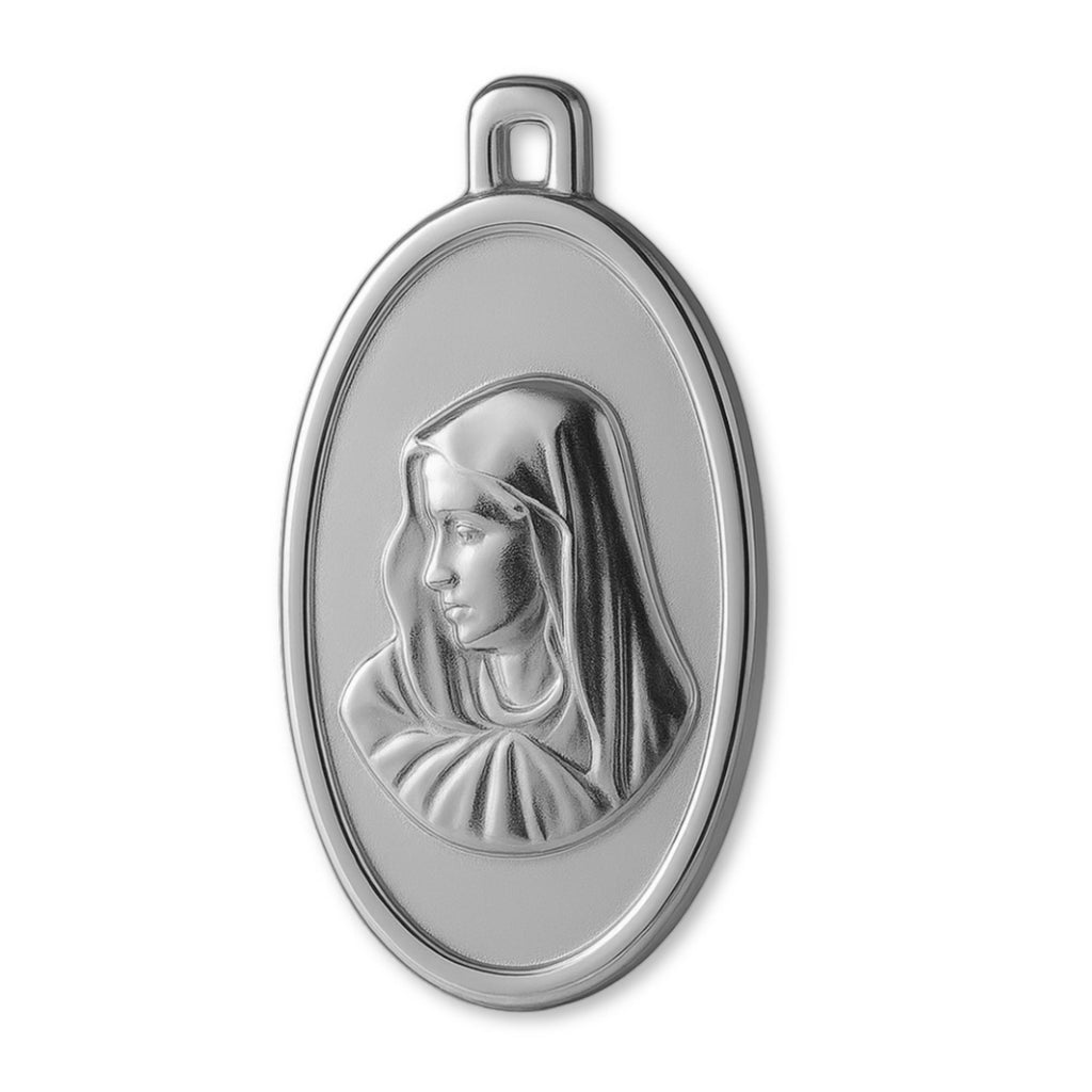 950 Platinum - Oval Virgin Mary Amulet Charm