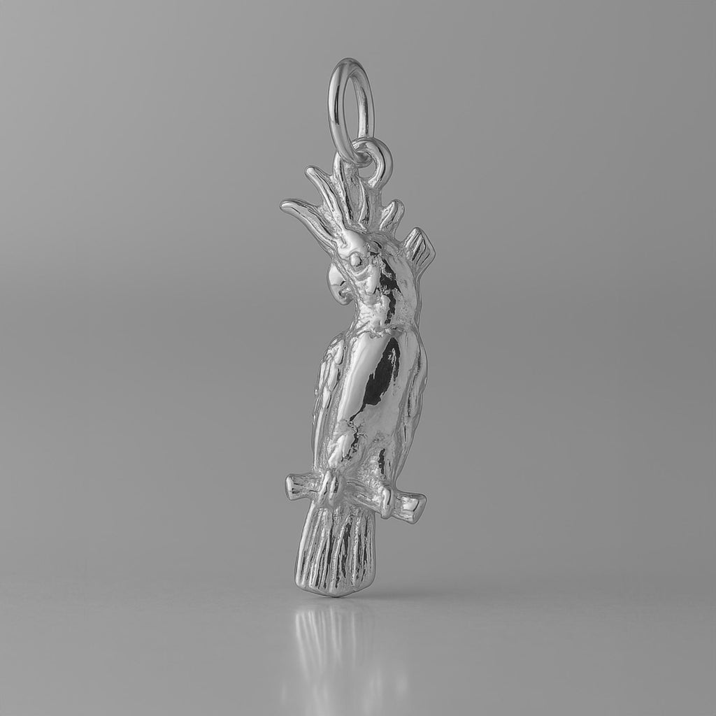 950 Platinum - Fluffy Cockatoo Charm