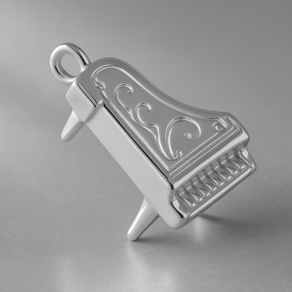 950 Platinum - Ornate Grand Piano Charm