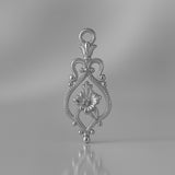 950 Platinum - Floral Filigree Crest Charm