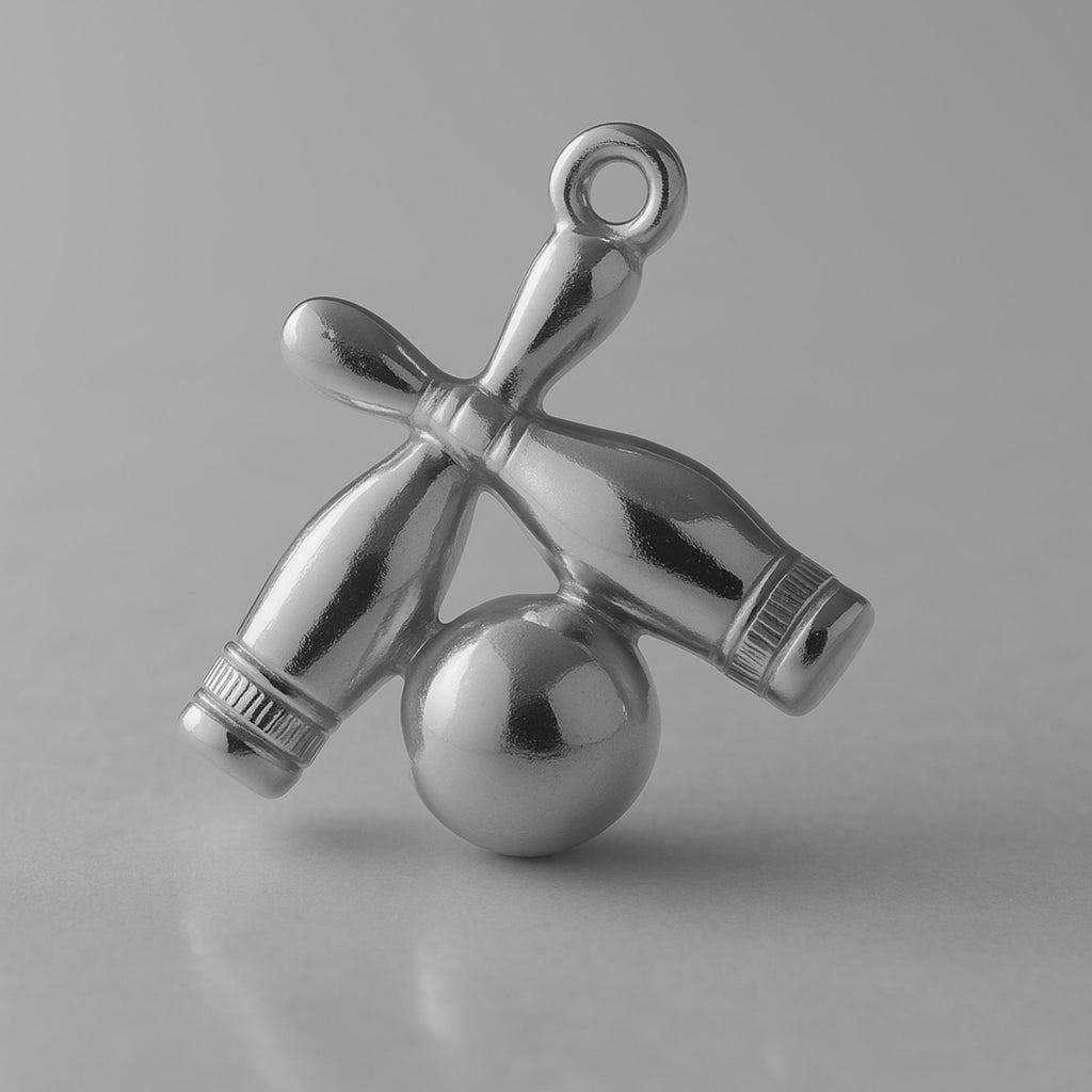 950 Platinum - Bowling Ball and Pins Charm