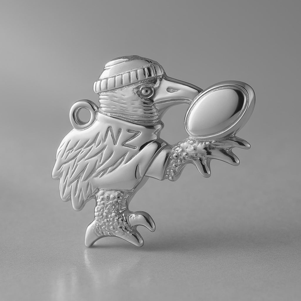 950 Platinum - NZ Kiwi Rugby Bird Charm