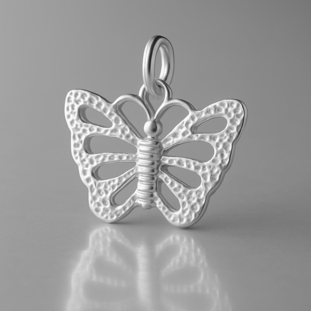 950 Platinum - Speckled Monarch Butterfly Charm