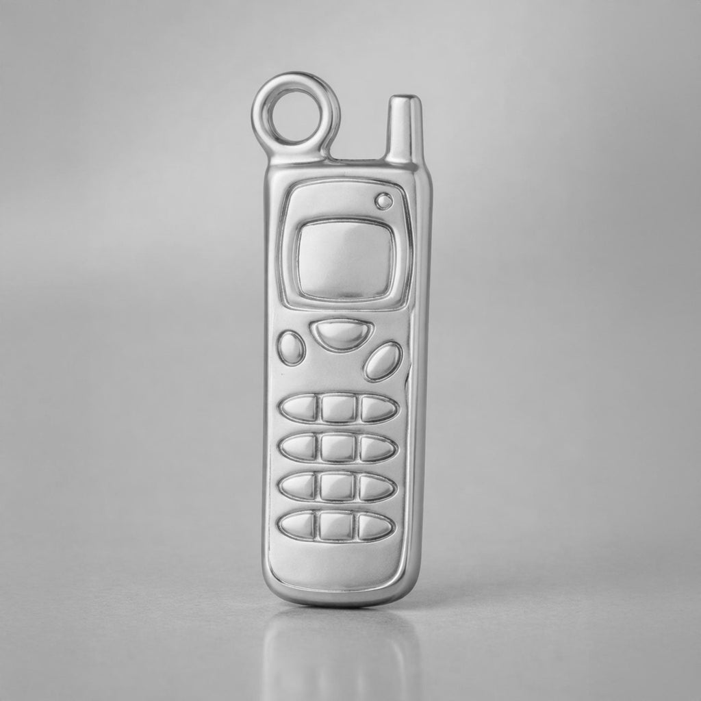 950 Platinum - Retro Brick Phone Charm