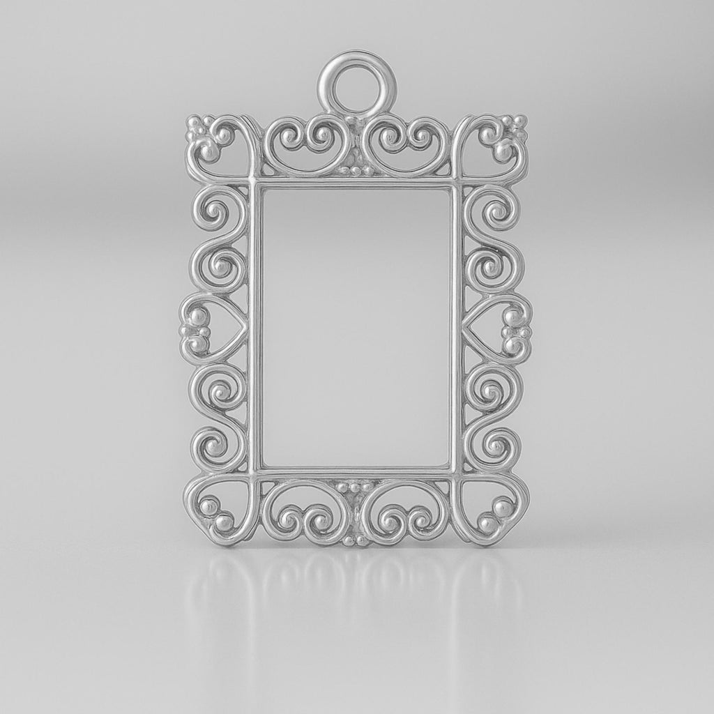950 Platinum - Heart Frame Charm
