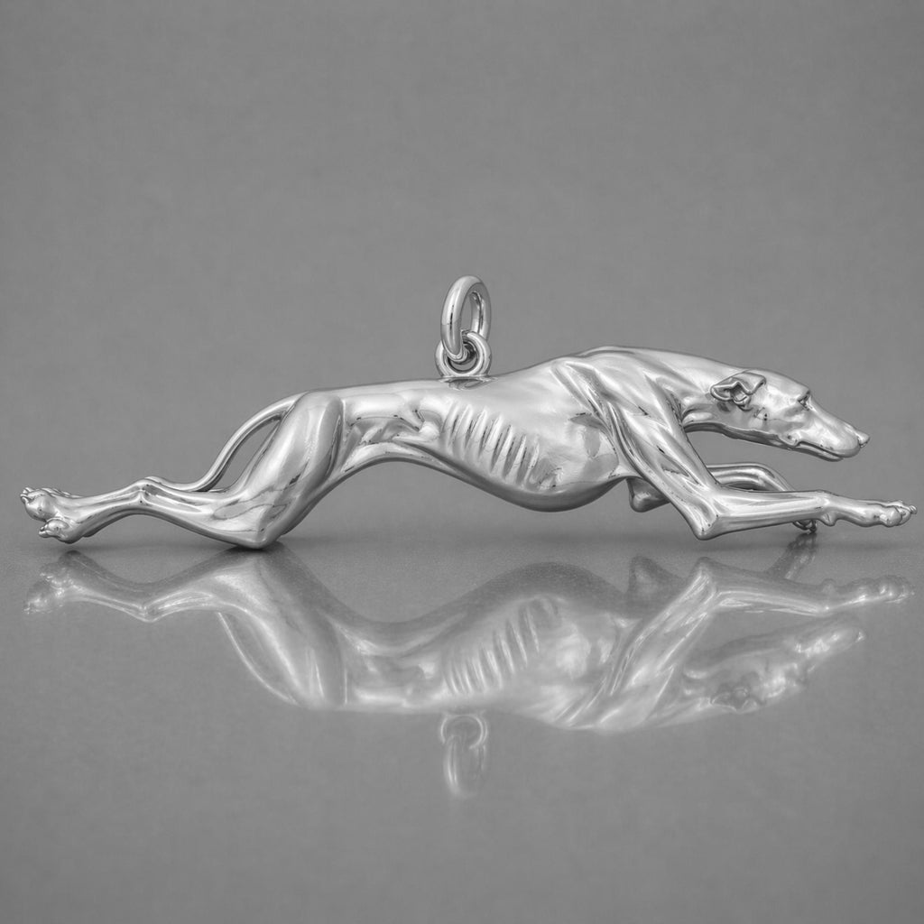 950 Platinum - Running Greyhound Dog Charm