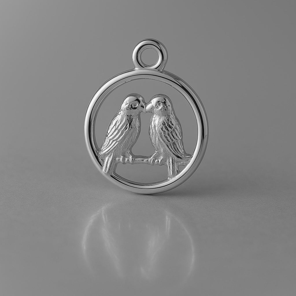 950 Platinum - Lovebirds Amulet Charm