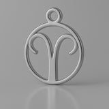 950 Platinum - Aries Zodiac Round Charm
