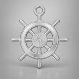 950 Platinum - Nautical Wheel Compass Charm