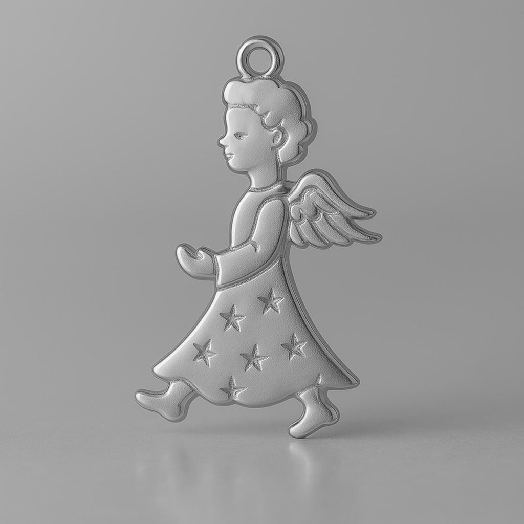 950 Platinum - Starry Christmas Angel Charm