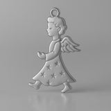 950 Platinum - Starry Christmas Angel Charm