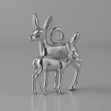 950 Platinum - Woodlands Deer & Fawn Charm