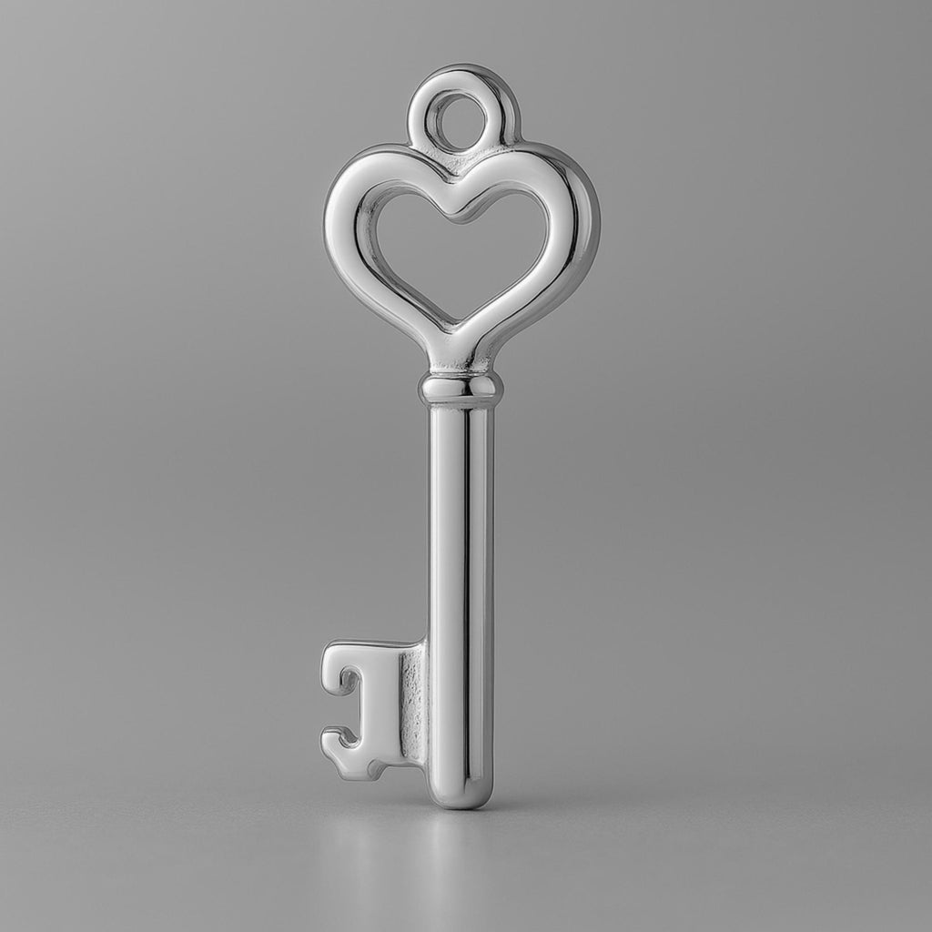 950 Platinum - Heart Key Charm