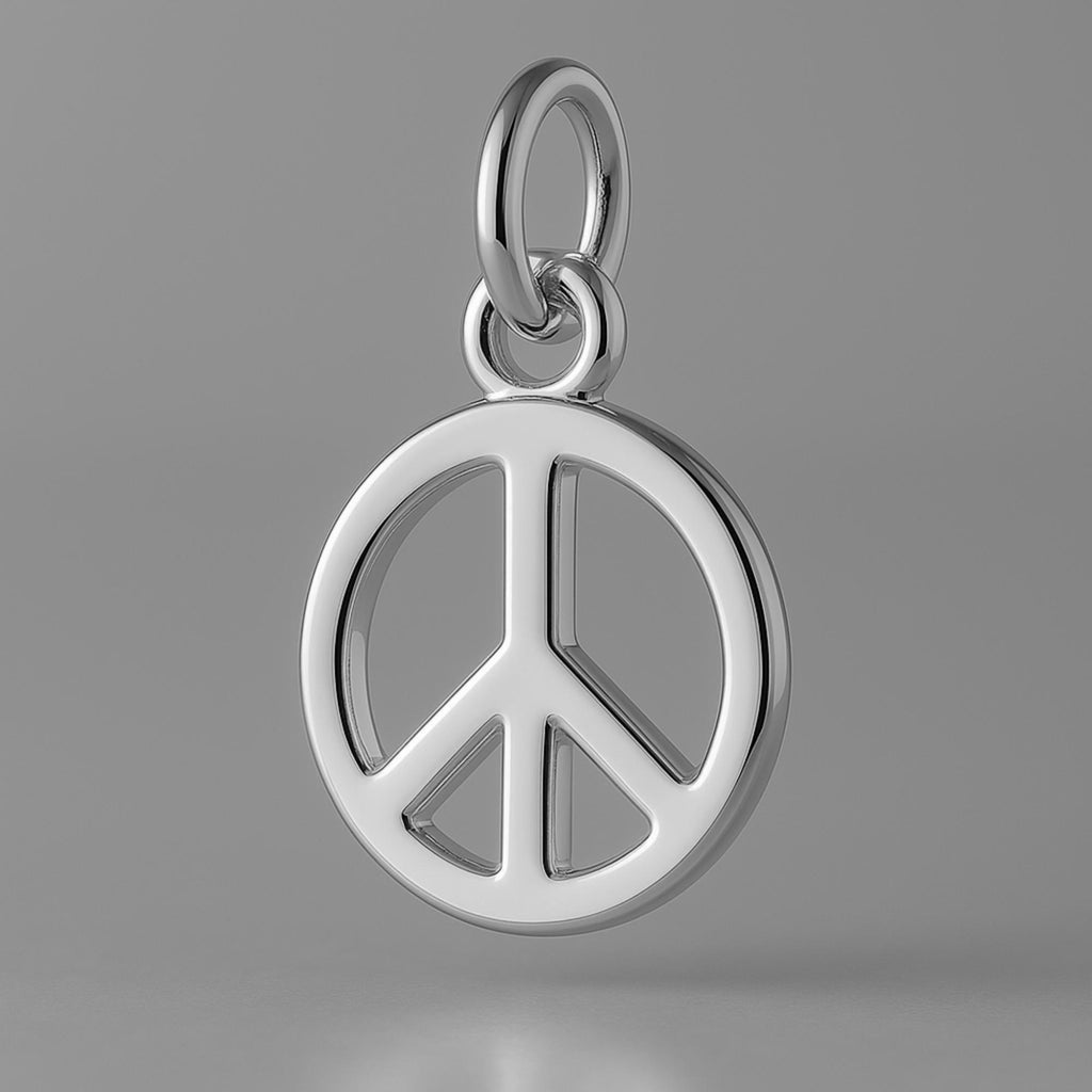 950 Platinum - Classic Peace Symbol Charm