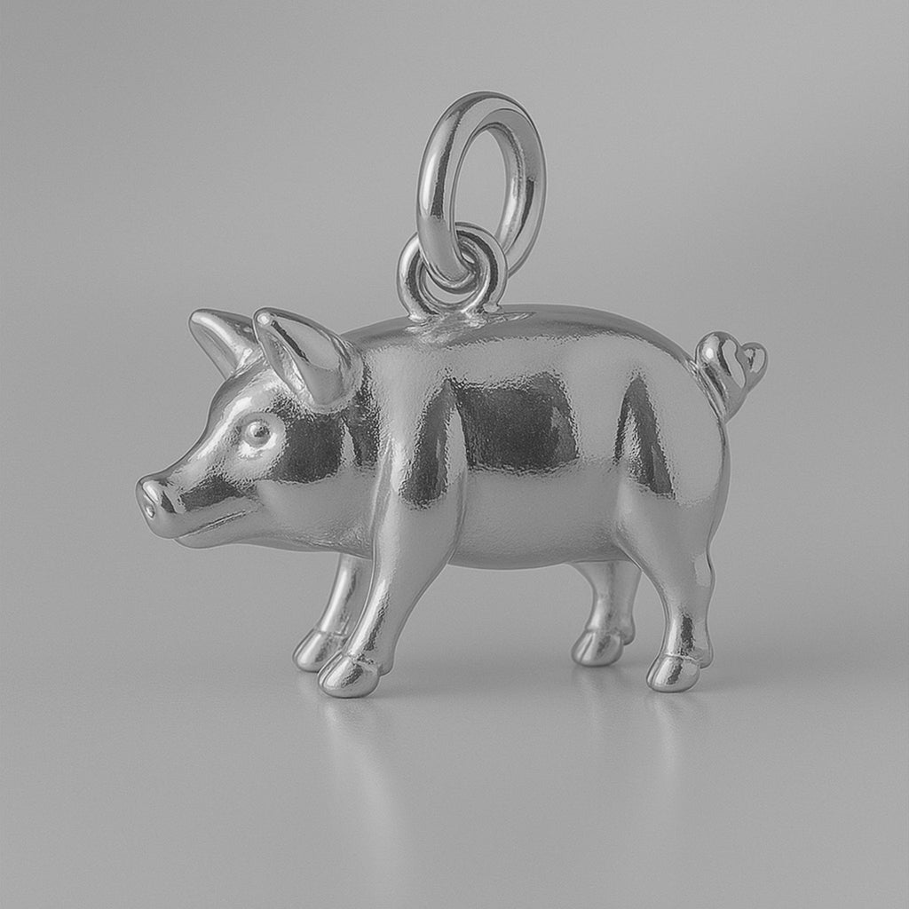 950 Platinum - Pot Bellied Pig Charm