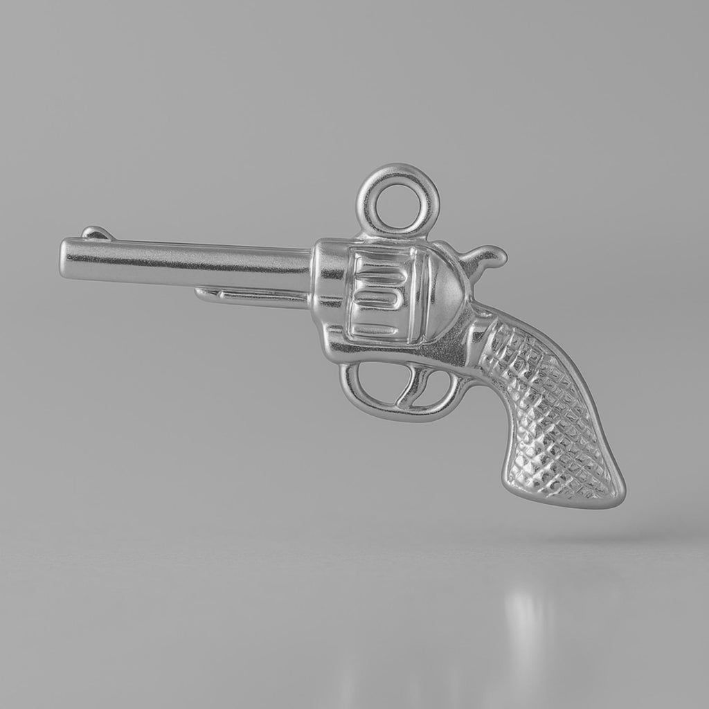 950 Platinum - Western Revolver Charm