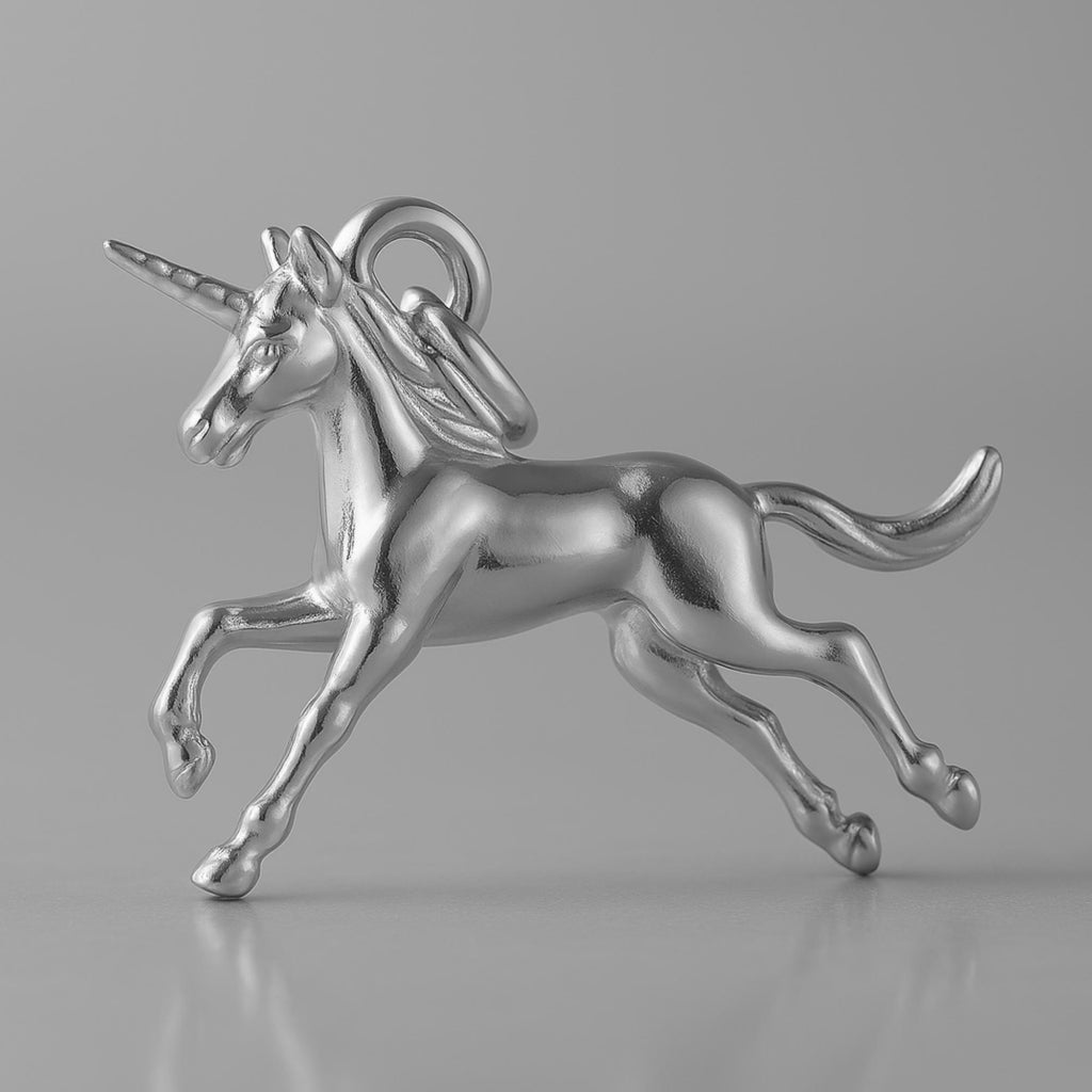 950 Platinum - Leaping Unicorn Charm