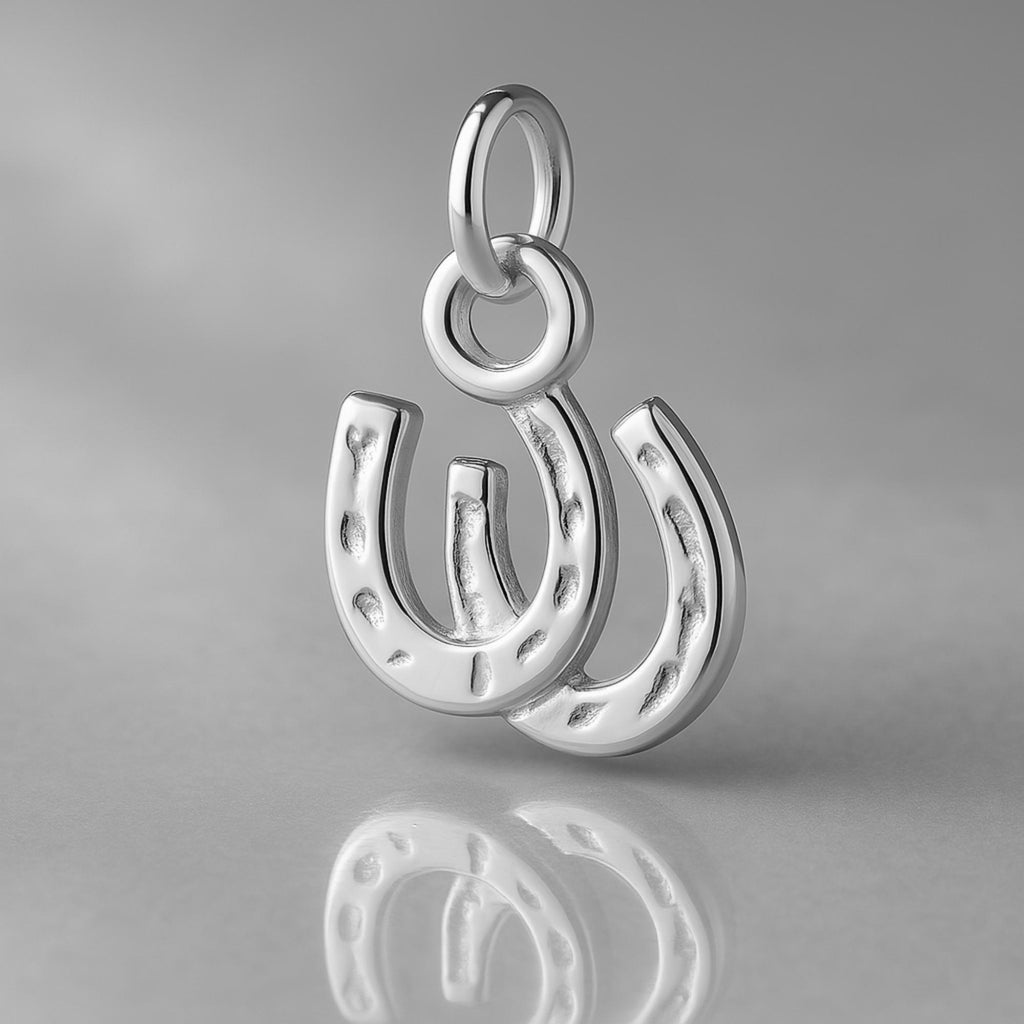 950 Platinum - Double Horseshoe Charm