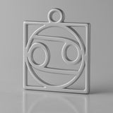 950 Platinum - Cancer Zodiac Square Charm