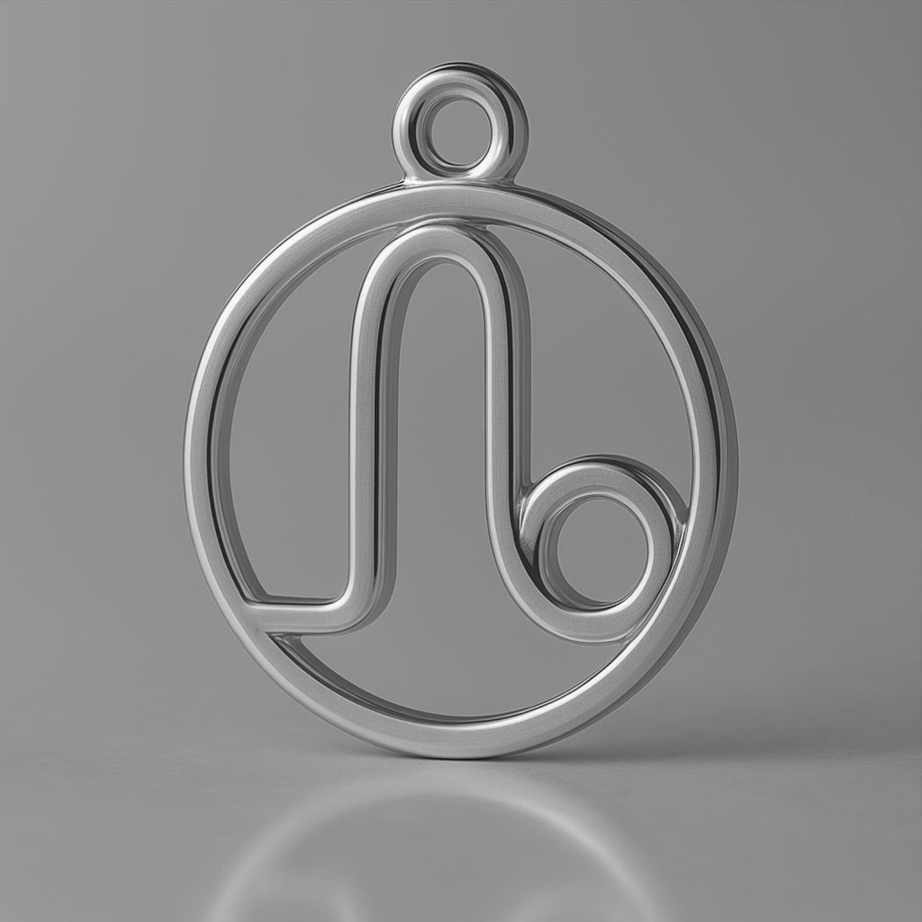 950 Platinum - Leo Zodiac Round Charm