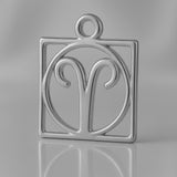950 Platinum - Aries Zodiac Square Charm