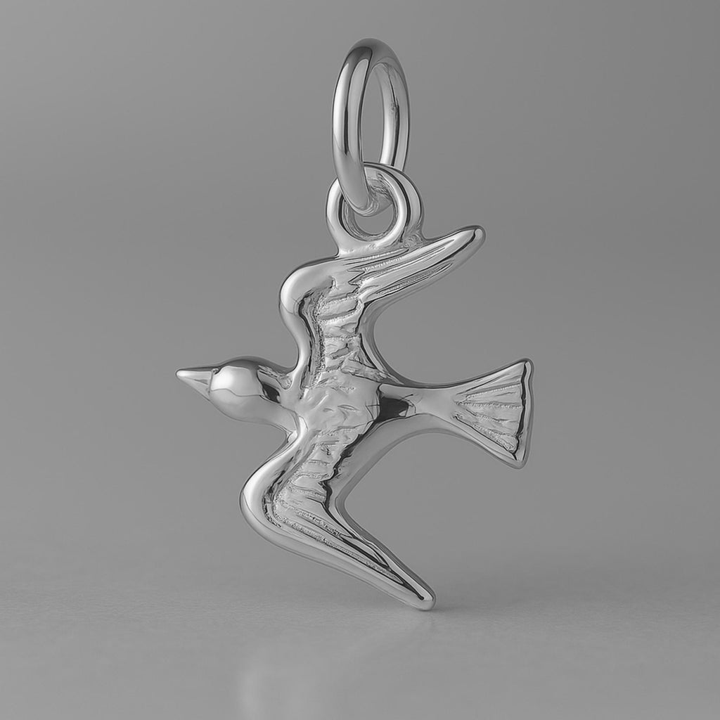 950 Platinum - Flying Swallow Charm