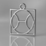 950 Platinum - Pisces Zodiac Square Charm