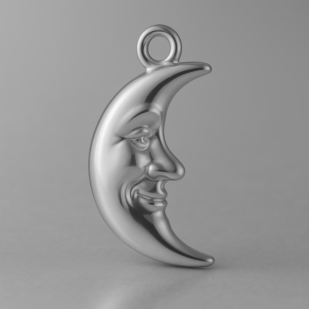 950 Platinum - Happy Crescent Moon Charm
