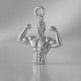 950 Platinum - Bicep Flex Bodybuilder Charm