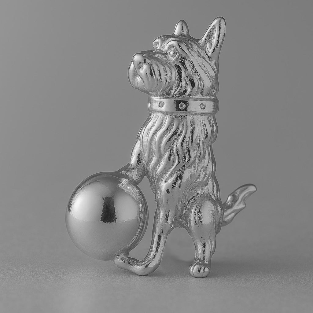 950 Platinum - Playful Yorkshire Terrier Dog Charm
