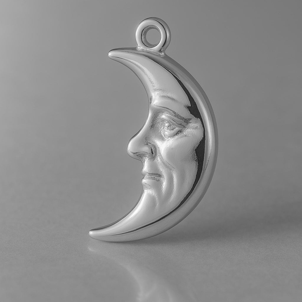 950 Platinum - Sad Crescent Moon Charm