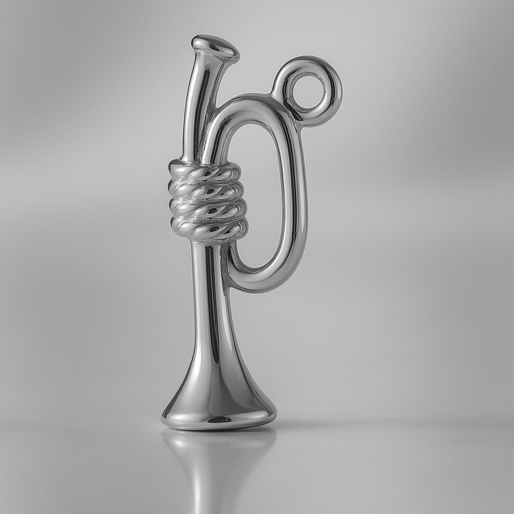 950 Platinum - Roped Bugle Horn Charm