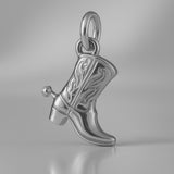 950 Platinum - Western Cowboy Boot Charm