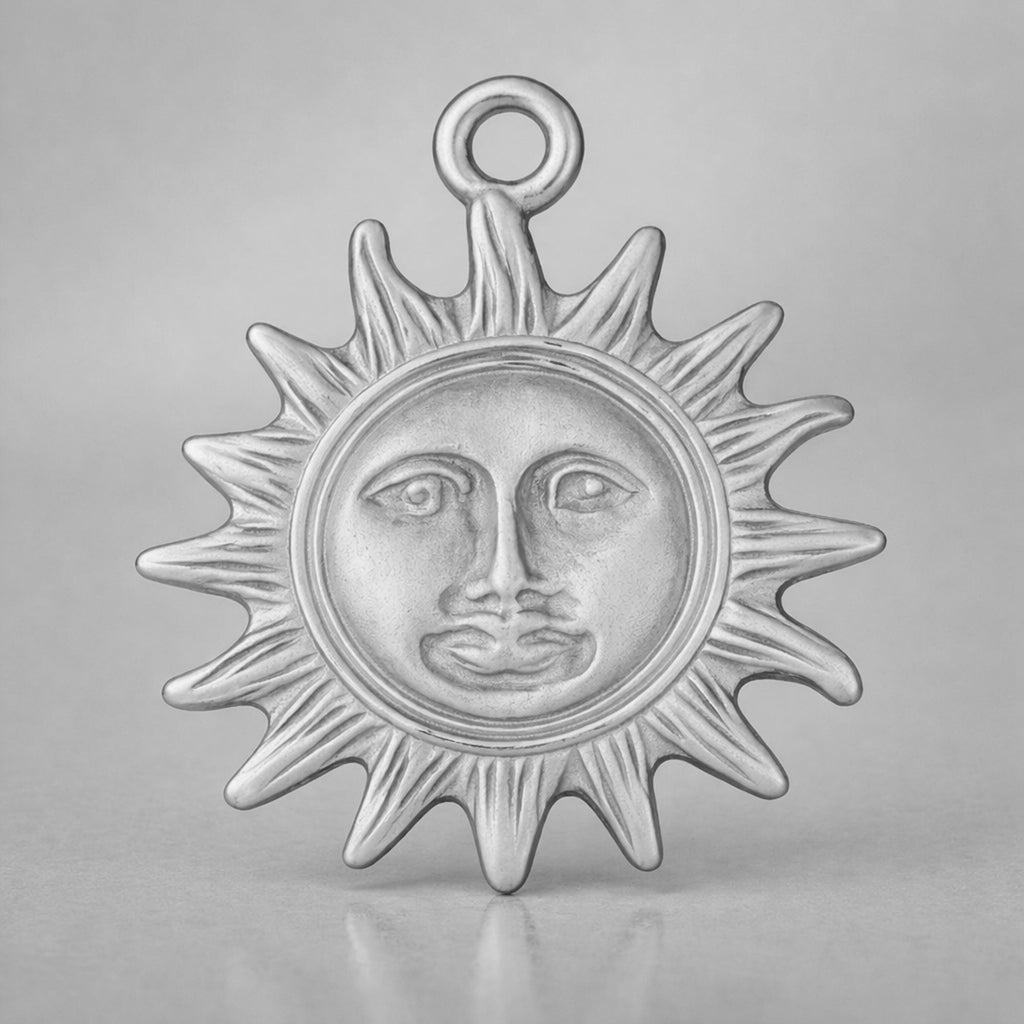 950 Platinum - Vintage Sun Face Charm