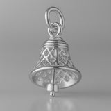 950 Platinum - Openwork Filigree Bell Charm