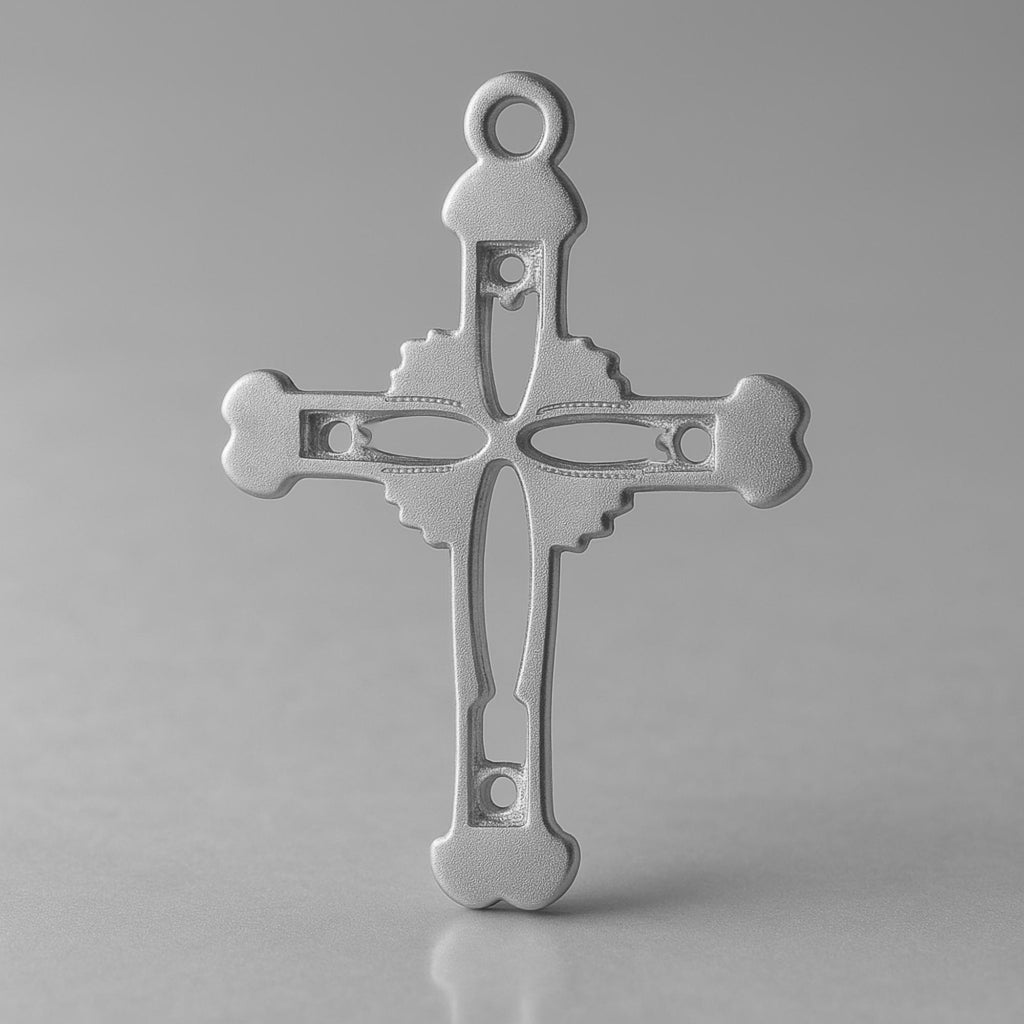 950 Platinum - Ornate Open Crucifix Charm