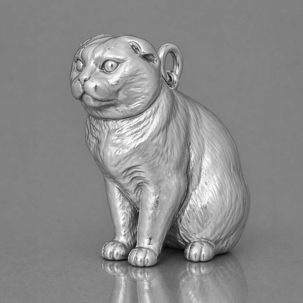 950 Platinum - Scottish Fold Cat Charm