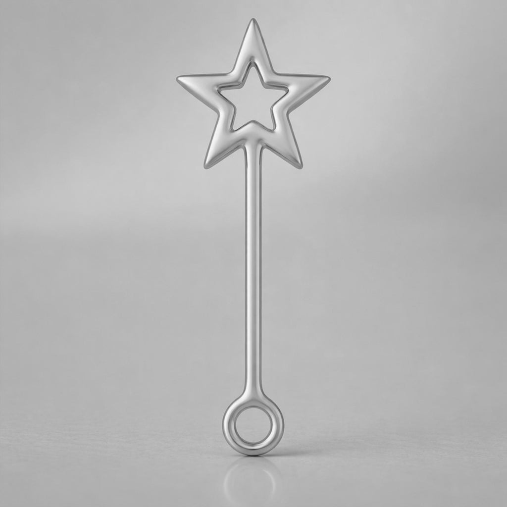 950 Platinum - Star Wand Charm