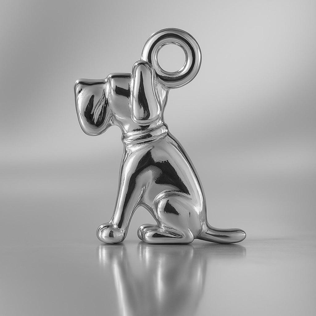 950 Platinum - Sitting Hound Dog Charm